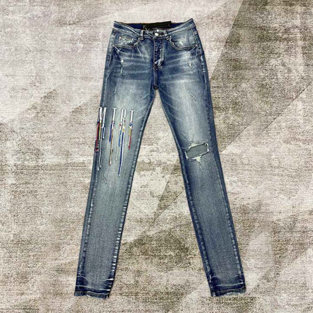 Amiri Embroidered Paint Drip Core Logo Distressed Ski… Gem